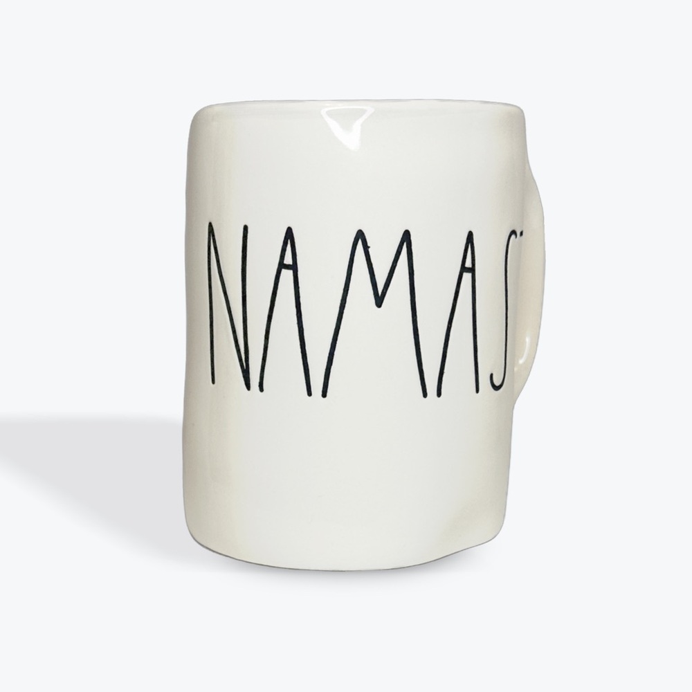 RAE DUNN NAMASTE White Ceramic Collectible Coffee Tea Mug Cup